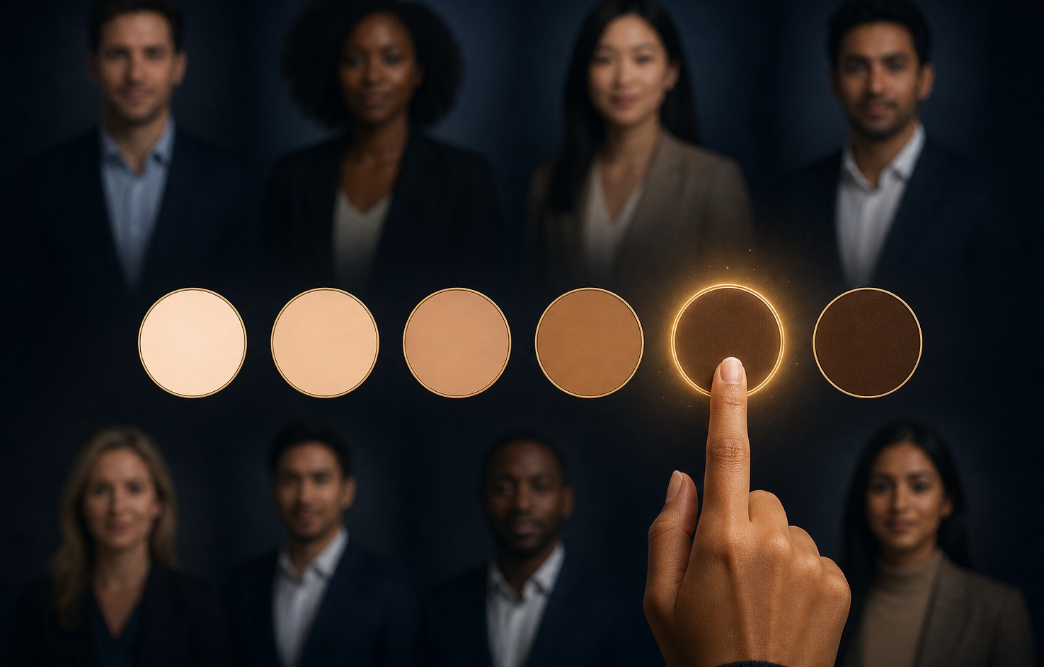Selecting your skin tone target — Fair through Deep — before generation